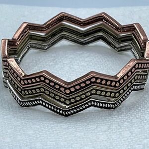Set of 3 chevron bangles in silver gold copper colors by western wear